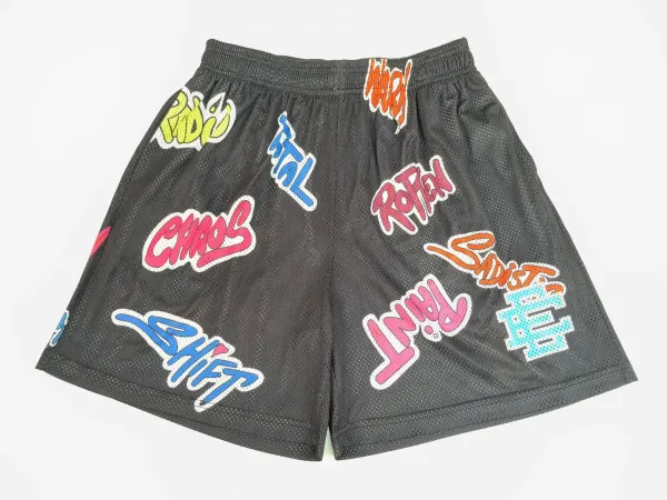 Design Graffiti Mesh Shorts Black Multicolor - 1