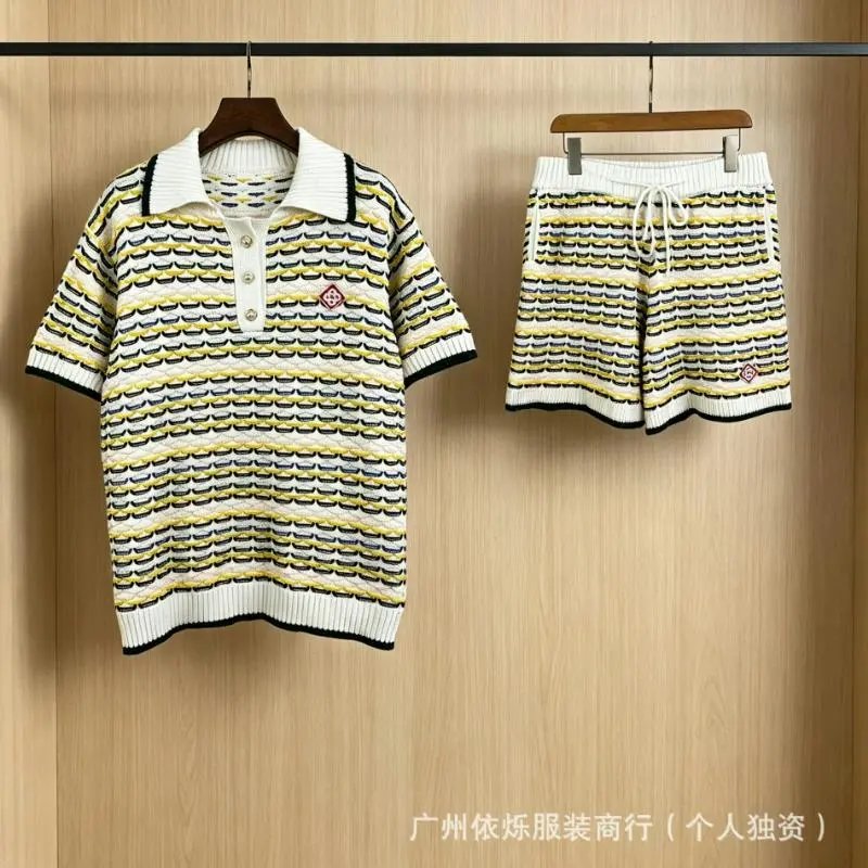 Design Knit Polo and Shorts Set Multicolor - 1
