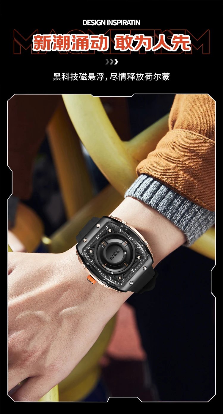 Design DOM Debo Demay Black Rose Gold Rubber Strap Watch Watches - 10