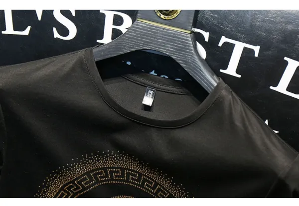 Versace Medusa Eagle Crystal Embellished Royal Blue T-Shirt - 17