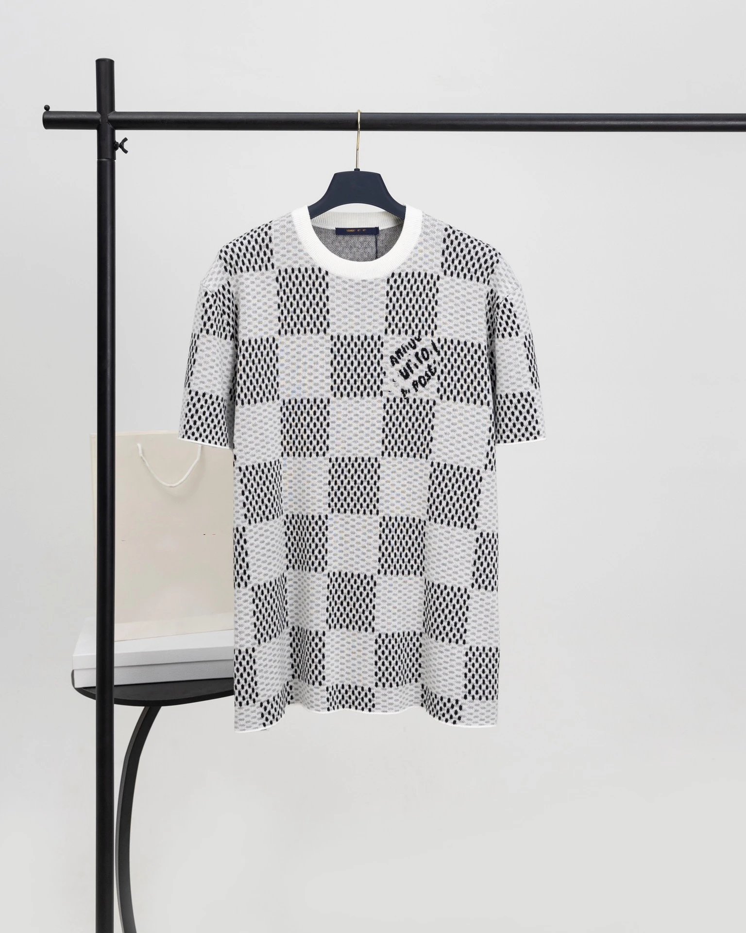 Off-White Checker Knit T-Shirt White / Black - 1