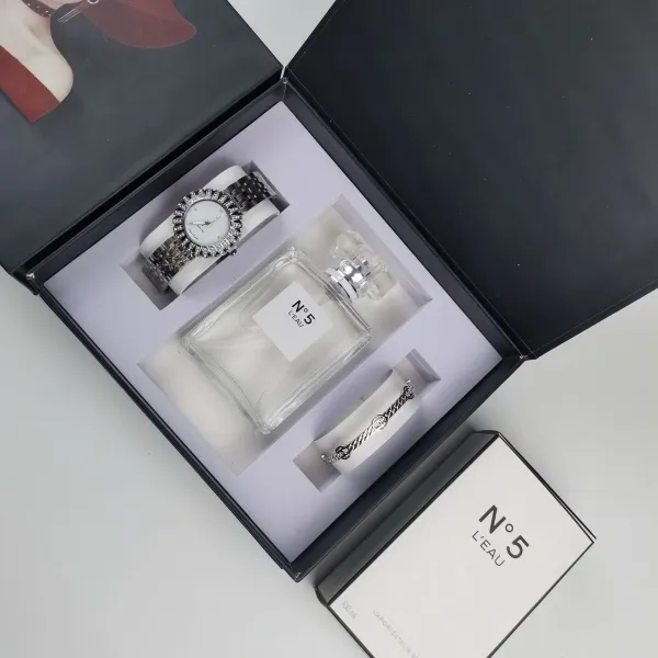 Chanel No.5 L'Eau Perfume Set with Crystal-Embellished Watch and Chain Bracelet - 1