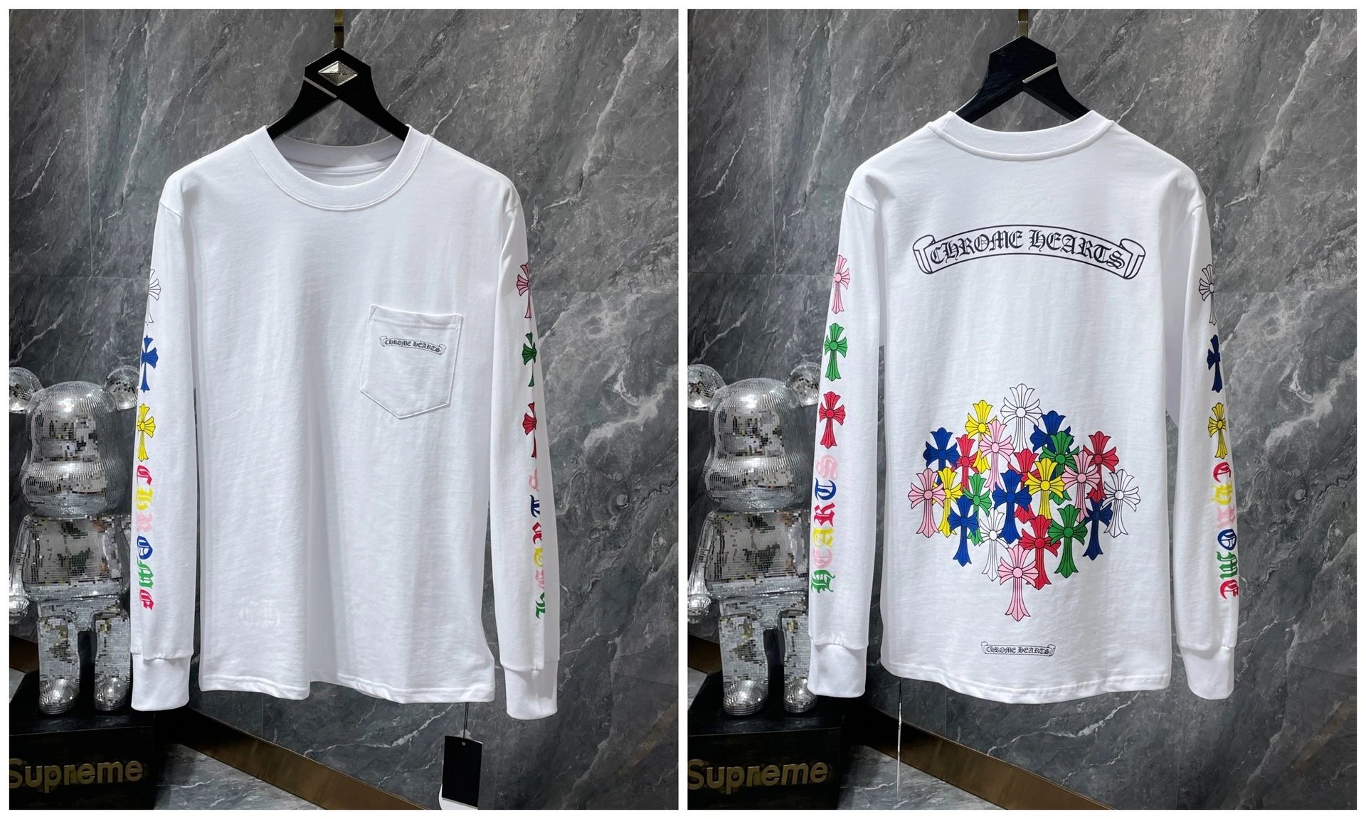 Chrome Hearts Cross Embroidery Long Sleeve Tee Black T-Shirts - 44