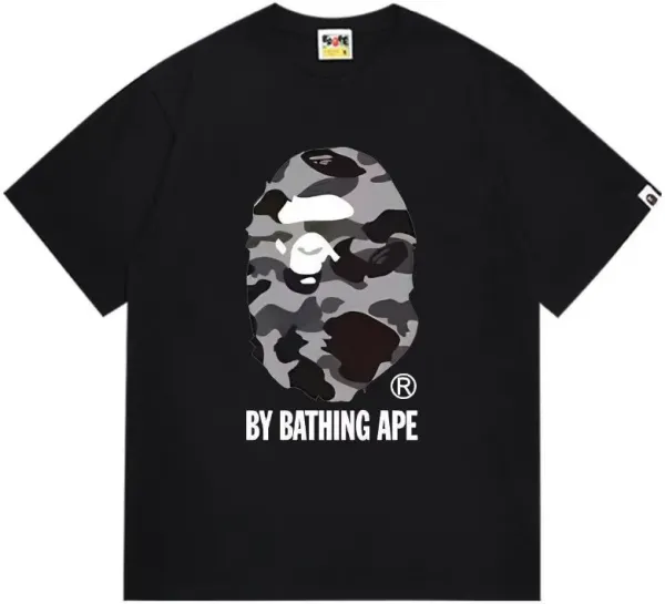 A Bathing Ape Camo Ape Head Black T-Shirt - 1