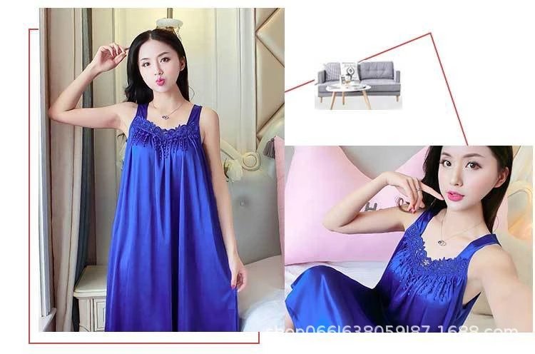 Design Lace-Trimmed Light Blue Sleepwear Dress - 5