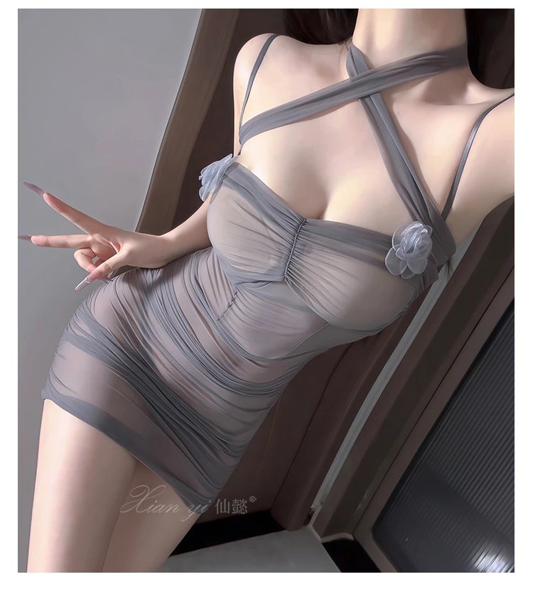 Design Pure Desire Sheer Bodycon Dress Gray - 15