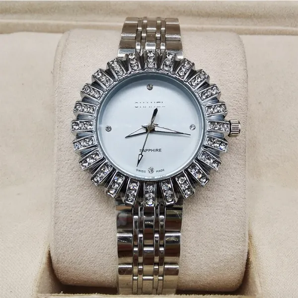 Chanel Quartz Watch with Crystal-Embellished Bezel Silver Tone Watches - 1