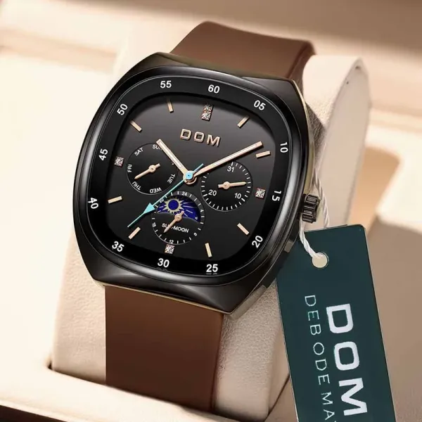 Design DOM Debo Dema Black Dial Brown Leather Watch Watches - 1