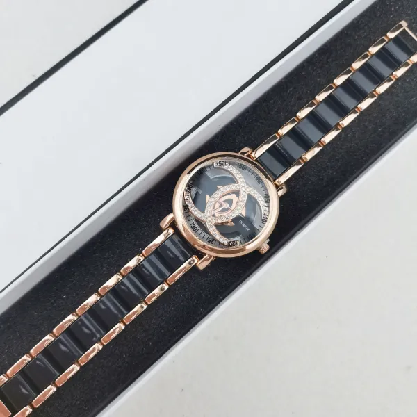 Design Chanel-Inspired Quartz Watch with Black Ceramic Bracelet and Rose Gold Tone Watches - 1