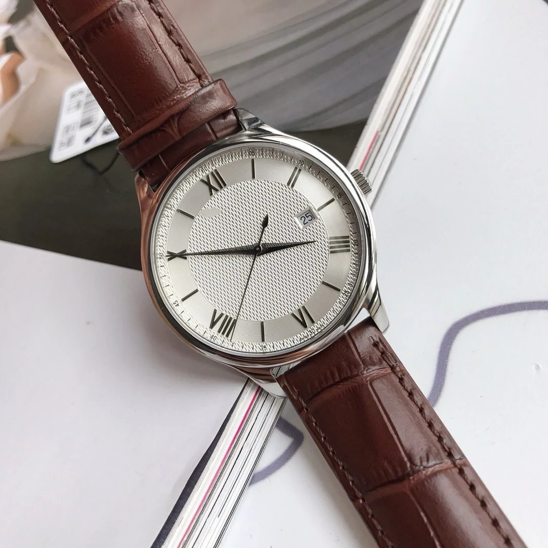 Design Classic Dress Watch Silver Dial Brown Leather Strap Mechanical Watch Watches