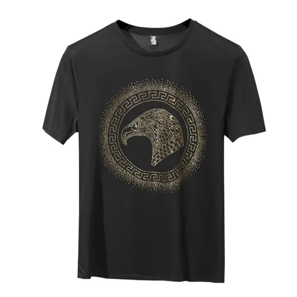 Versace Medusa Eagle Crystal Embellished Royal Blue T-Shirt - 22