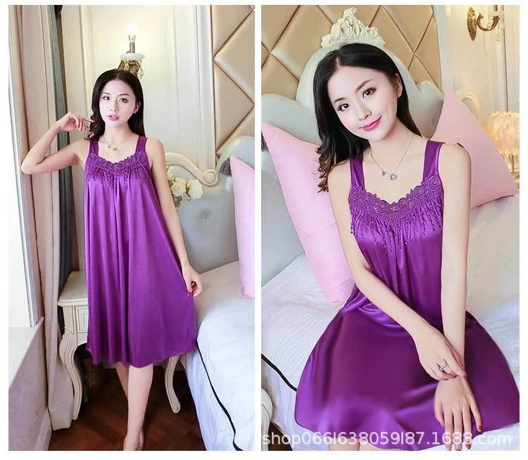 Design Lace-Trimmed Light Blue Sleepwear Dress - 16