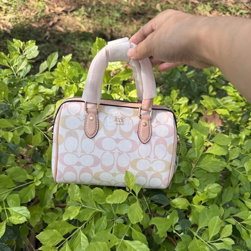 Coach Box Bag Mini Beige Signature Canvas Handbag - 24