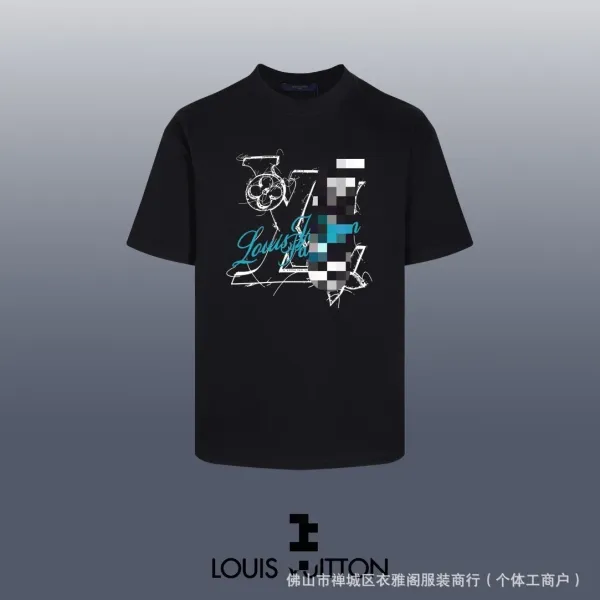 Louis Vuitton Pixelated Monogram Graphic T-Shirt Black - 1