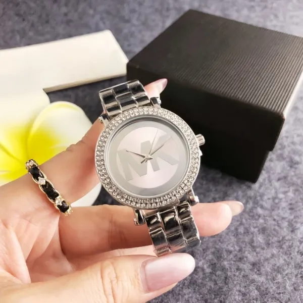 Michael Kors MK Logo Crystal-Embellished Silver Watch Watches - 6