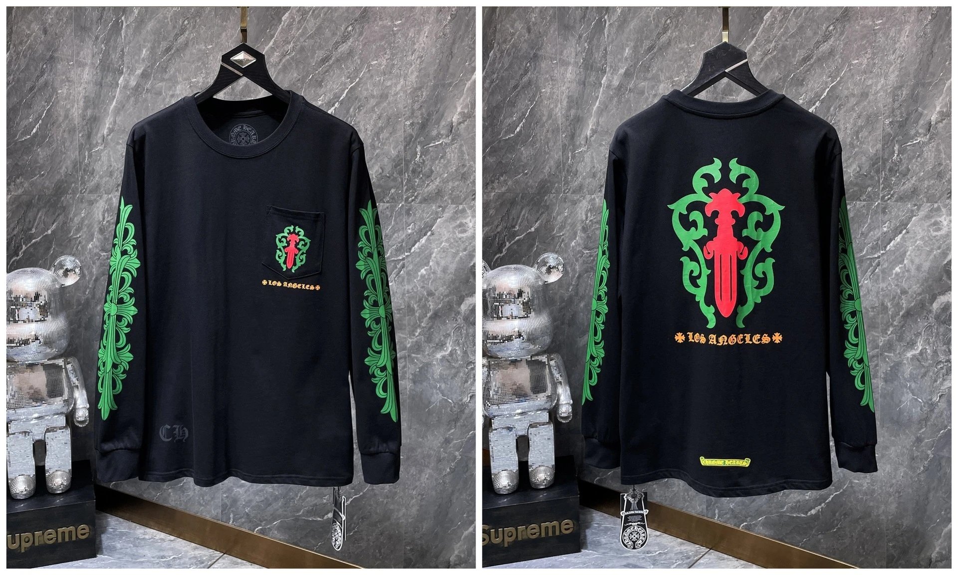 Chrome Hearts Cross Embroidery Long Sleeve Tee Black T-Shirts - 23