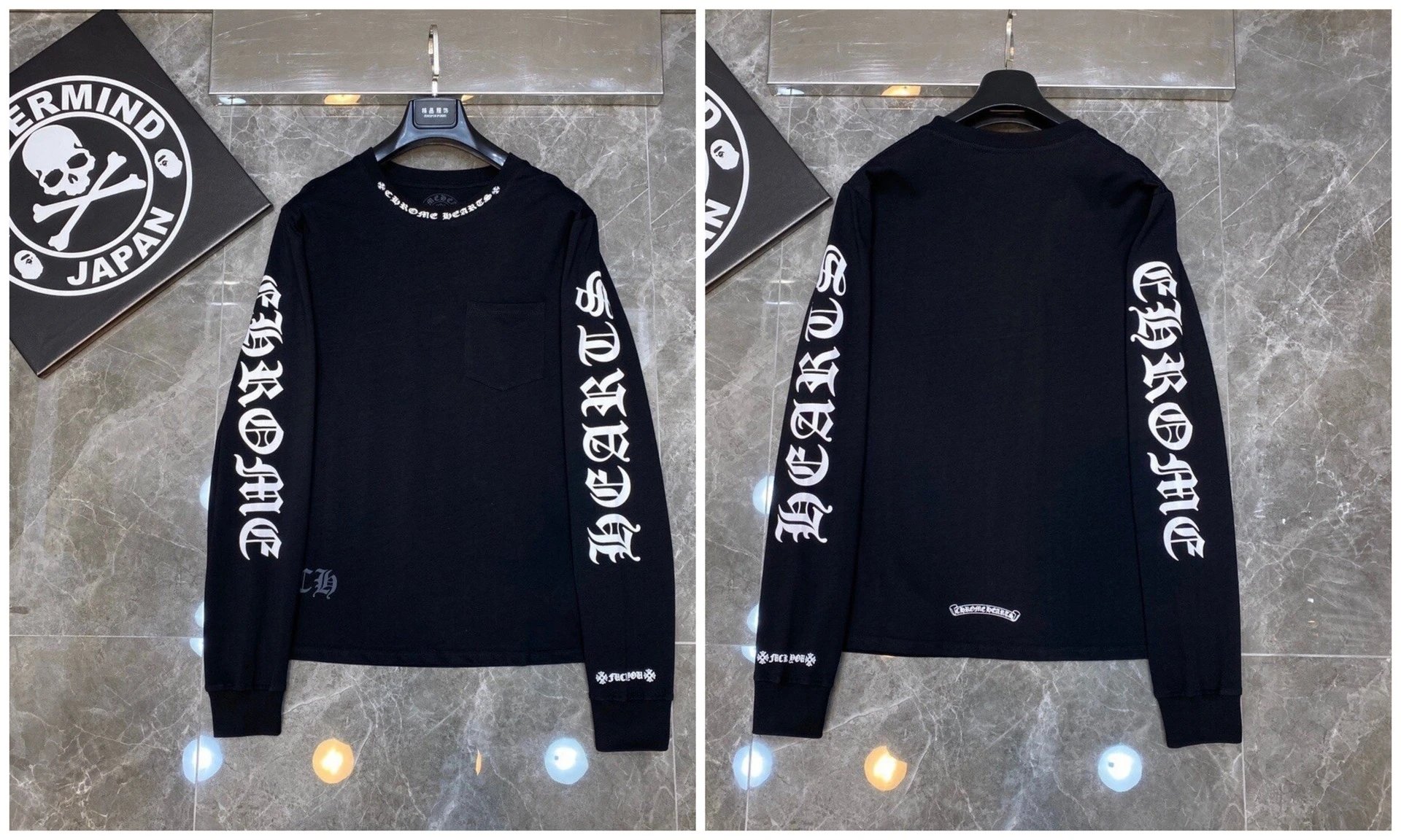 Chrome Hearts Cross Embroidery Long Sleeve Tee Black T-Shirts - 32