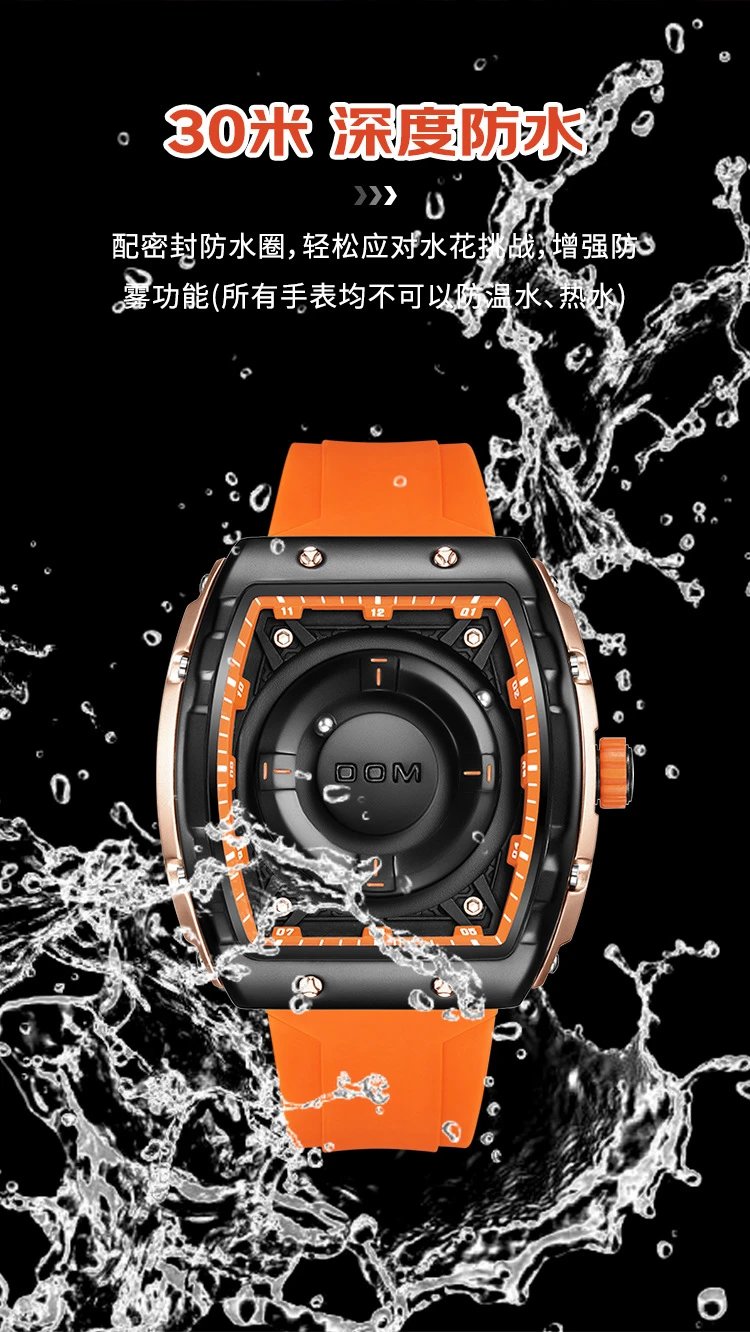 Design DOM Debo Demay Black Rose Gold Rubber Strap Watch Watches - 15