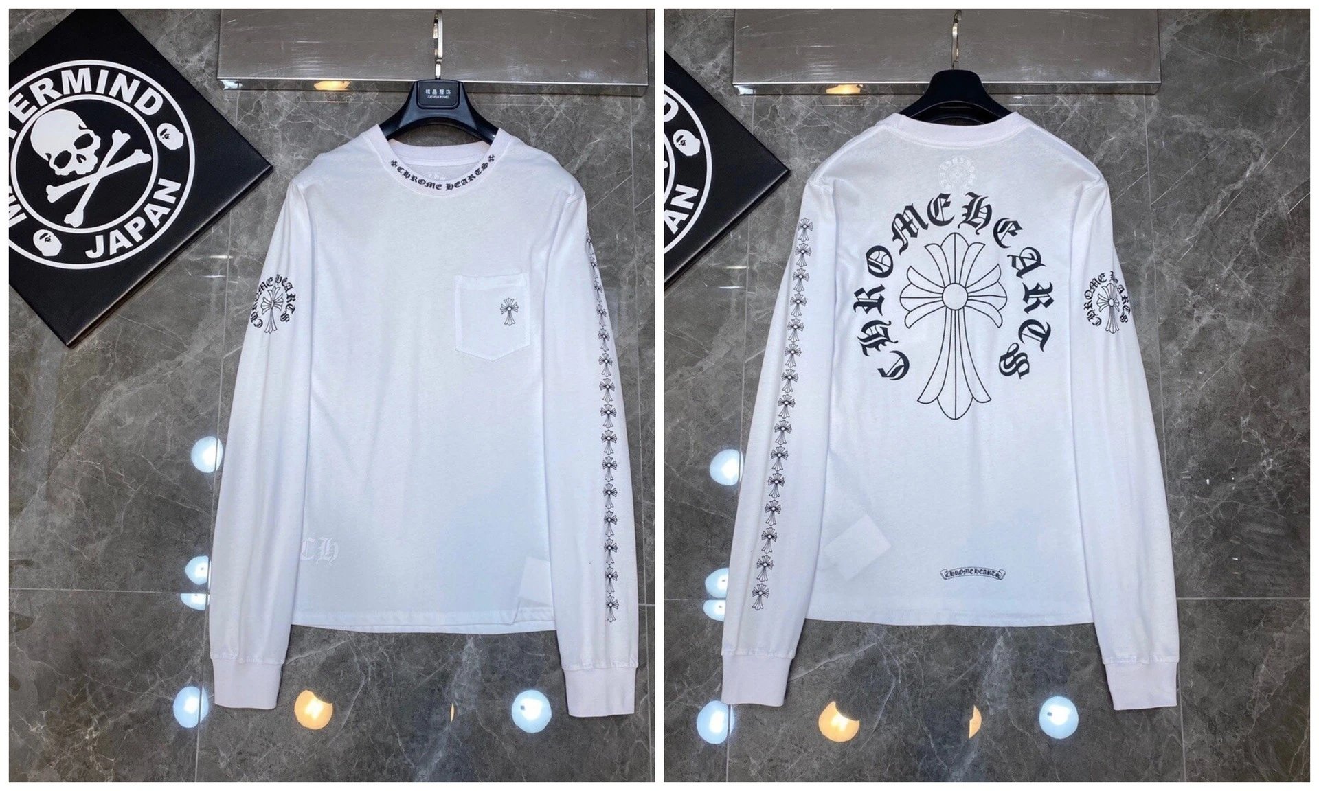 Chrome Hearts Cross Embroidery Long Sleeve Tee Black T-Shirts - 40