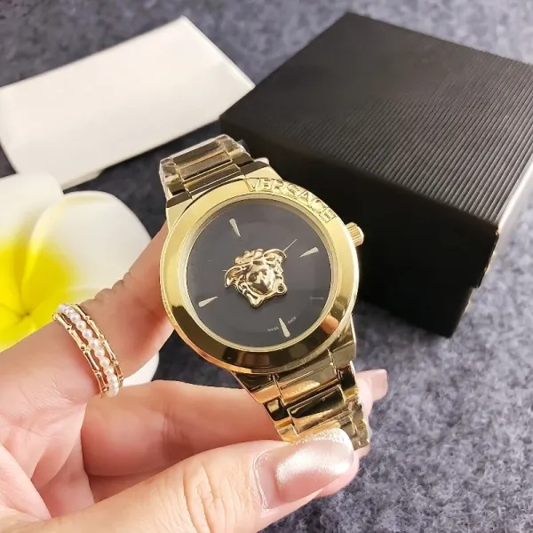 Versace Medusa Green Dial Gold-Tone Watch Watches - 7