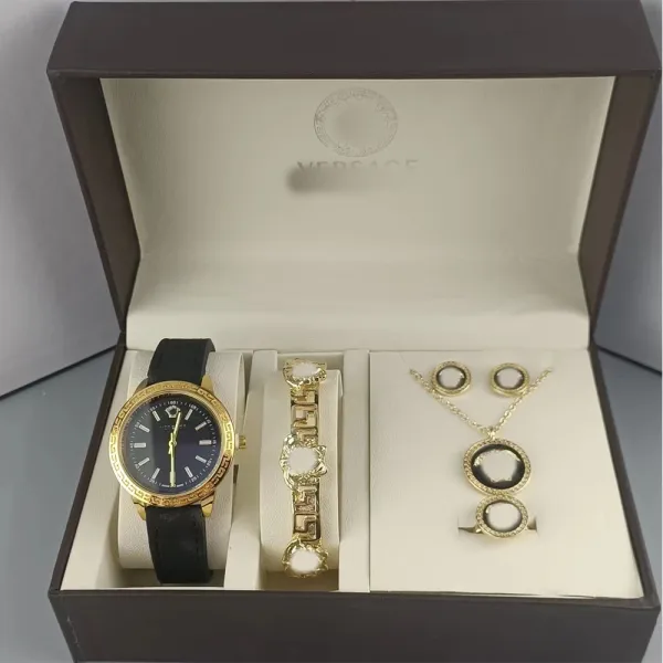Versace Collection Gold-Tone Medusa Watch and Jewelry Set Black / White / Gold Accessories - 1