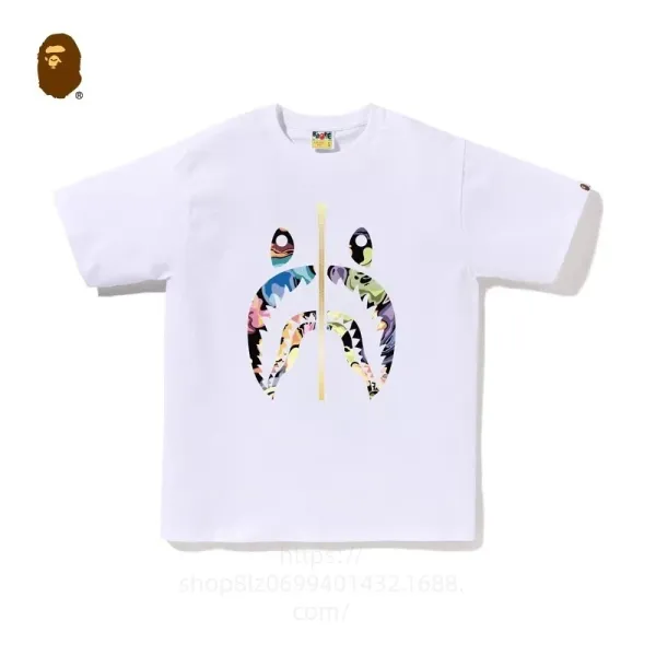 A Bathing Ape Shark Zipper Graphic T-Shirt White - 1