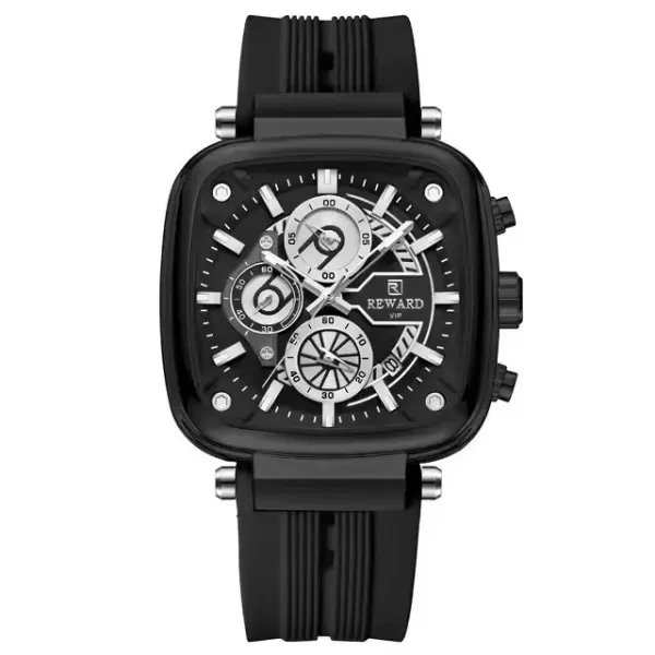Design Reward VIP Chronograph Black Rubber Strap Watch Watches - 1