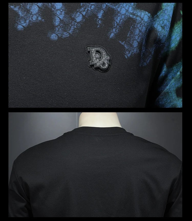 Design Graphic Print Crocodile Texture Black T-Shirt - 15