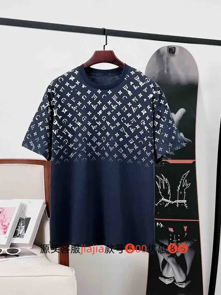 Louis Vuitton Monogram Print T-Shirt Navy - 1