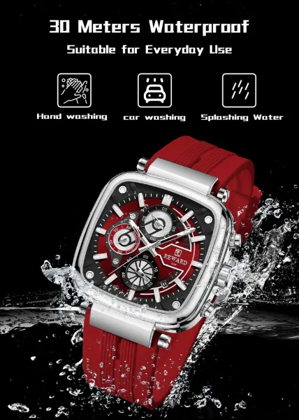 Design Reward VIP Chronograph Black Rubber Strap Watch Watches - 10