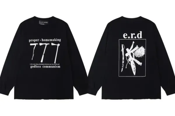 Design e.r.d Proper Homemaking Long Sleeve T-Shirt Black T-Shirts - 1