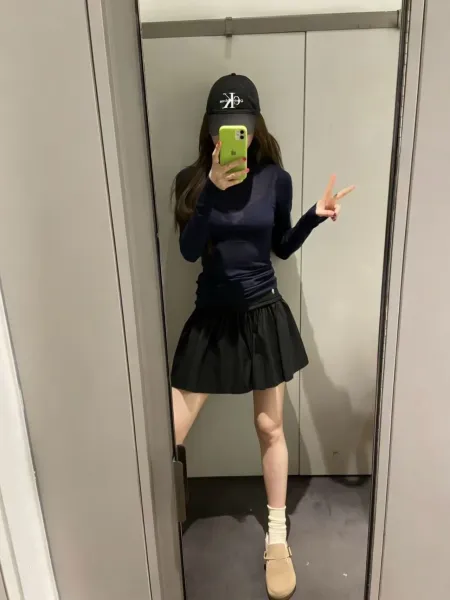 Fred Perry Polo Shirt Gray with Black Tennis Skirt - 4