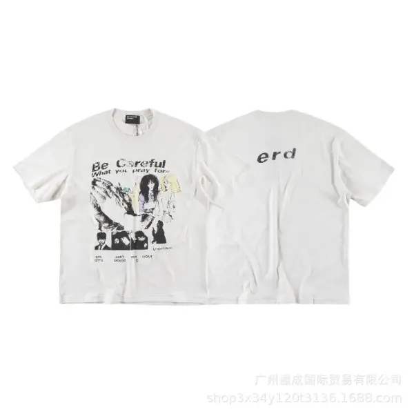 Design Be Careful Graphic Print T-Shirt White Tops.t Shirts - 1