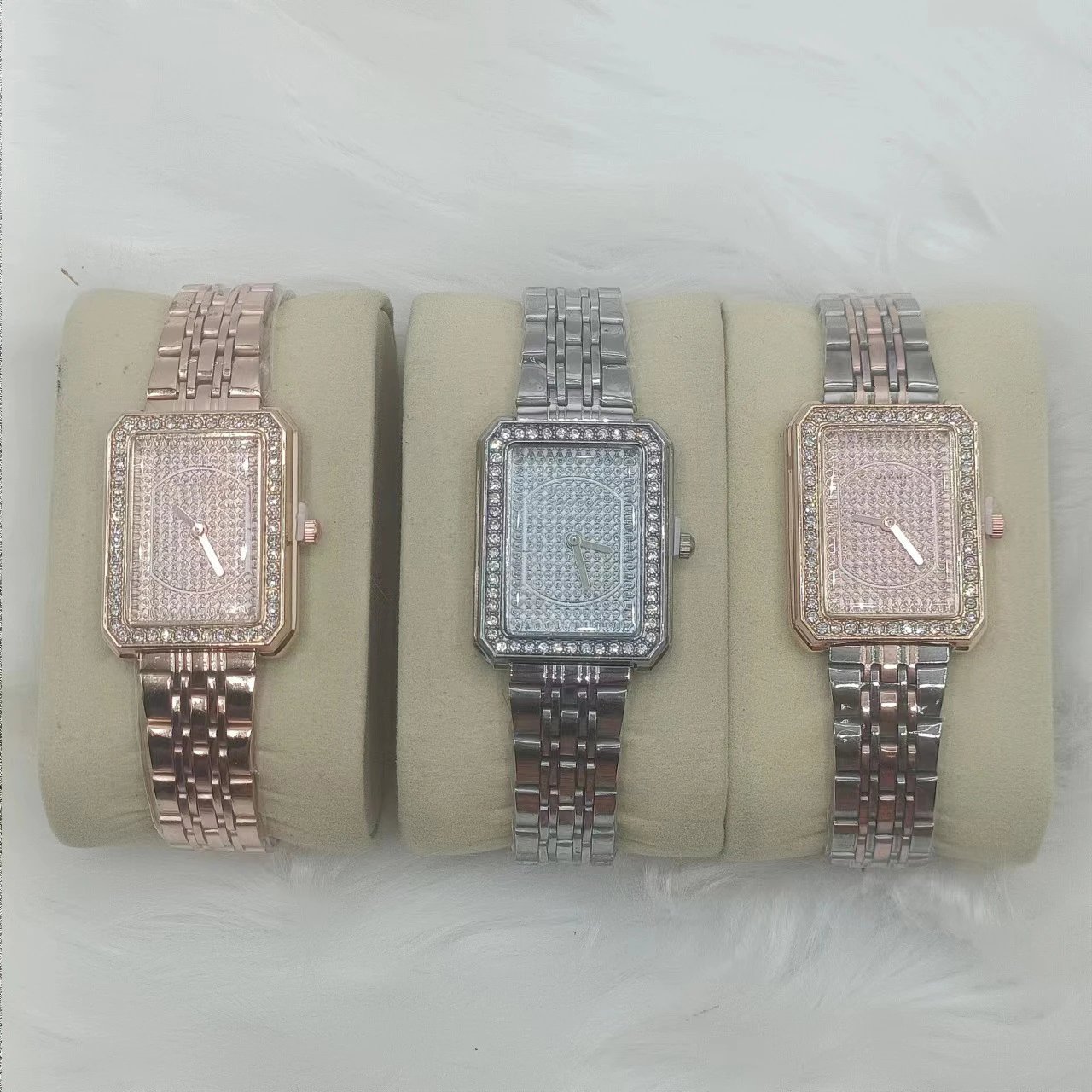 Design Rectangular Crystal-Embellished Stainless Steel Watch Accessories.watches - 10