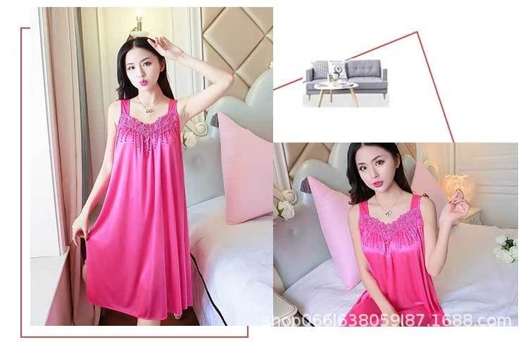 Design Lace-Trimmed Light Blue Sleepwear Dress - 12