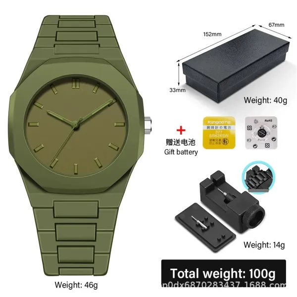 Design Minimalist Octagonal Watch Light Blue Quartz Watch Watches - 4
