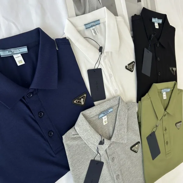 Prada Triangle Logo Polo Shirt Olive Green - 9