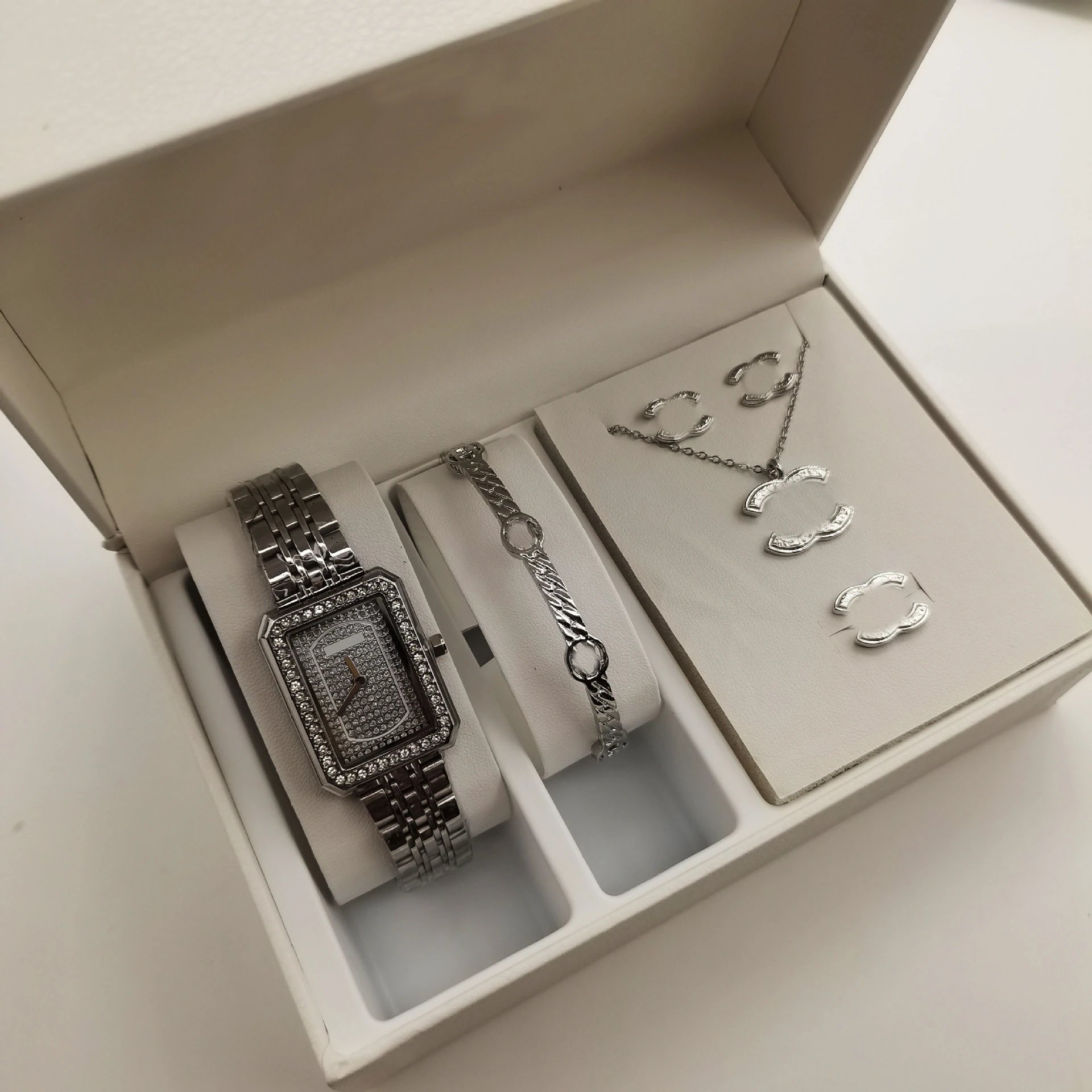 Chanel Coco Crush Set Silver-tone Crystal-Embellished Watch and Jewelry Set - 2