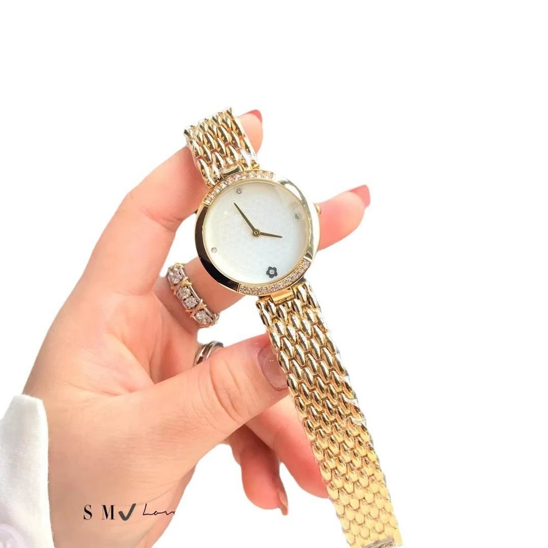 Design Silver Mesh Bracelet Watch with Mother-of-Pearl Dial and Crystal Bezel Watches - 6