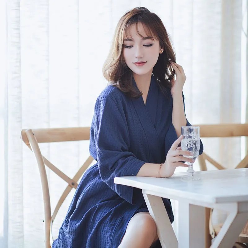 华夫格—藏青色女长袖