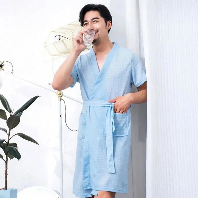 华夫格—浅蓝色男短袖