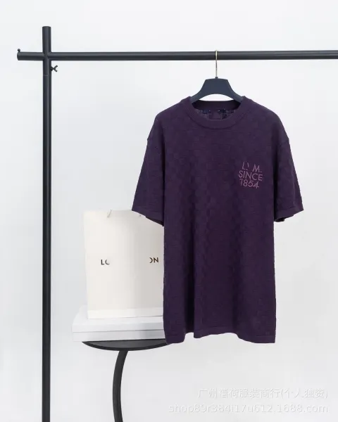 Design L.M. Since 1854 Checker Knit T-Shirt Purple T-Shirts - 1