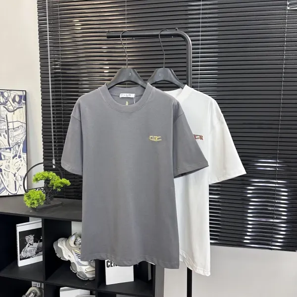 Design Embroidered Logo Oversized T-Shirt Beige - 19