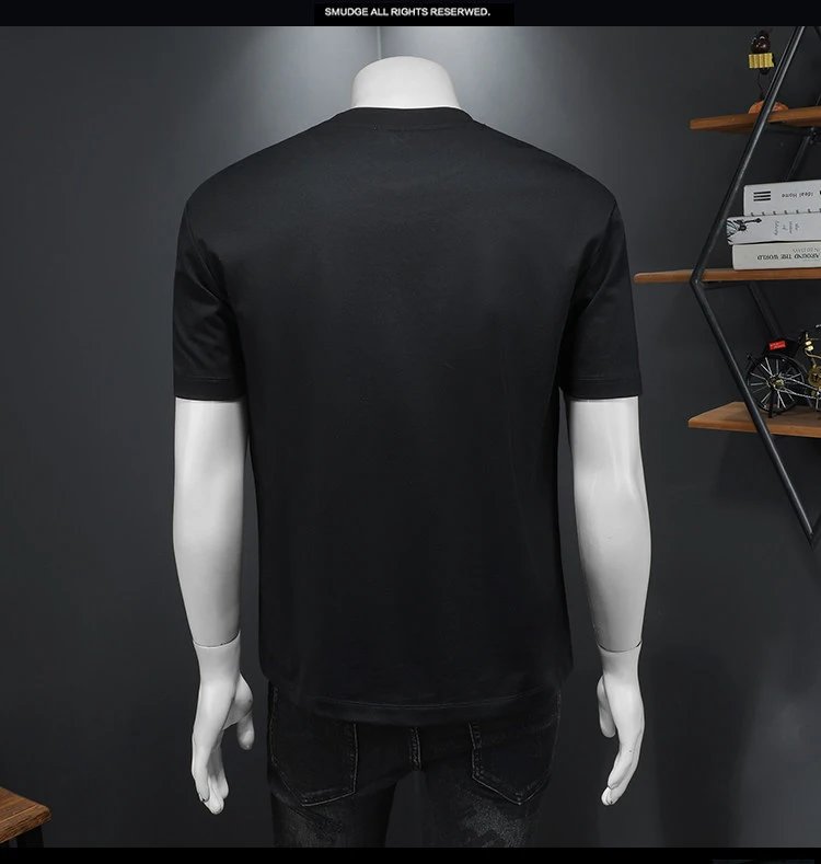 Design Graphic Print Crocodile Texture Black T-Shirt - 9