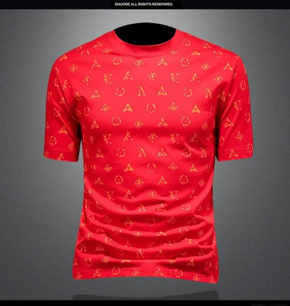 Design All-Over Print Orange Geometric Pattern Gray T-Shirt - 9