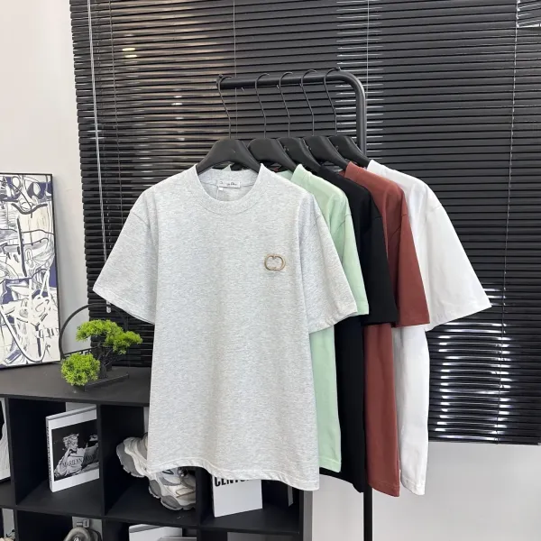 Design Embroidered Logo Oversized T-Shirt Beige - 25
