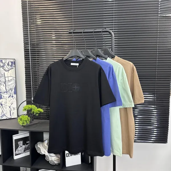 Design Embroidered Logo Oversized T-Shirt Beige - 28