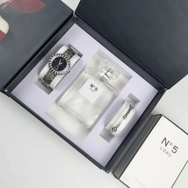 Chanel N°5 L'Eau Perfume Set with Crystal-Embellished Watch and Chain Bracelet - 1