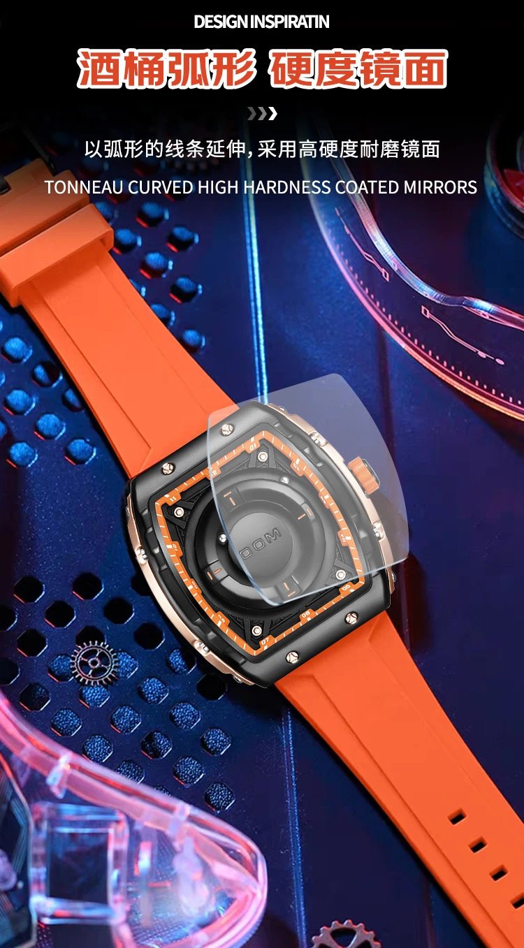 Design DOM Debo Demay Black Rose Gold Rubber Strap Watch Watches - 14