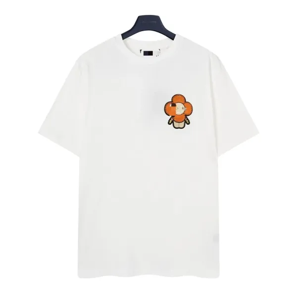 Design Flower Character Embroidered White T-Shirt - 1